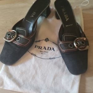 💕Prada black denim mules